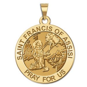 Saint Francis of Assisi Round Religious Medal   Receiving Stigmata  EXCLUSIVE 