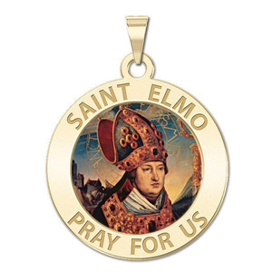 Saint Elmo Round Religious Medal Color