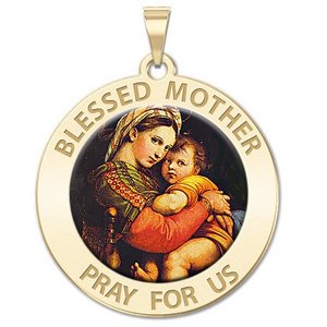  Blessed Mother  Virgin Mary Round Religious Medal   Color EXCLUSIVE 