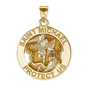 Saint Michael Round Religious Medal   EXCLUSIVE 