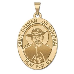 Saint Damien of Molokai OVAL Religious Medal   EXCLUSIVE 