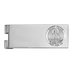 Stainless Steel Engravable Saint Peter Money Clip