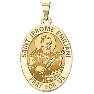 Saint Jerome Emiliani Oval Religious Medal   EXCLUSIVE 