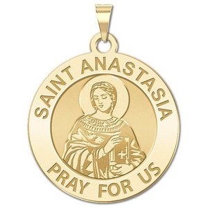 Saint Anastasia Round Religious Medal   round  EXCLUSIVE 