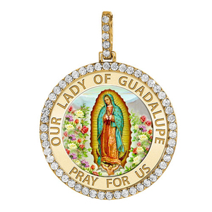 Large Our Lady of Guadalupe Diamond Round Religious Jubilee Medal    EXCLUSIVE 