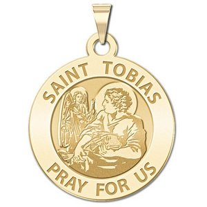 Saint Tobias Round Religious Medal   EXCLUSIVE 