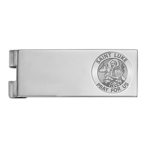 Stainless Steel Engravable Saint Luke Money Clip