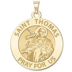 Saint Thomas Aquinas Round Religious Medal   EXCLUSIVE 