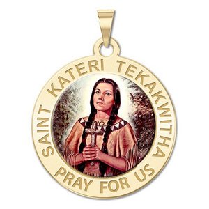 Saint Kateri Tekakwitha Religious Medal  Color EXCLUSIVE 