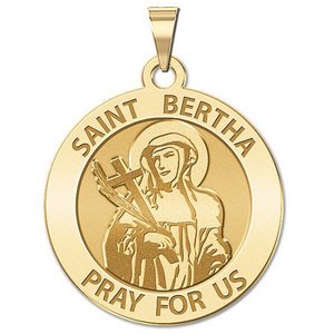Saint Bertha Round Religious Medal   EXCLUSIVE 