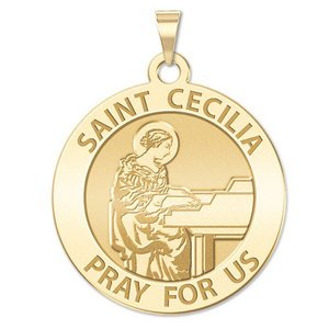 Saint Cecilia Round Religious Medal  Grand Piano     EXCLUSIVE 