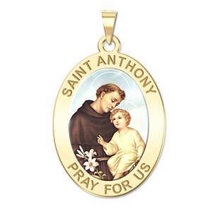 Saint Anthony Oval Religious Medal  Color EXCLUSIVE 