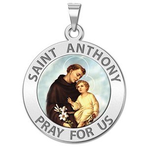 Saint Anthony Round Religious Medal  Color EXCLUSIVE 