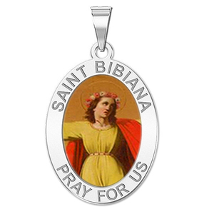 Saint Bibiana Round Religious Medal Color