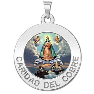 Caridad Del Cobre Round Religious Medal Color
