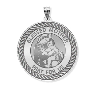  Blessed Mother  Virgin Mary Round Rope Border Religious Medal