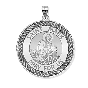 Saint Mark Round Rope Border Religious Medal