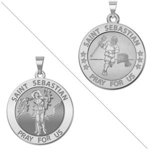 Lacrosse   Saint Sebastian Doubledside Sports Religious Medal  EXCLUSIVE 