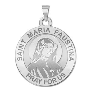 Saint Maria Faustina Round Religious Medal   EXCLUSIVE 