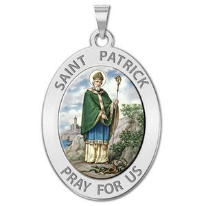 Saint Patrick Religious Oval Medal  Color EXCLUSIVE 