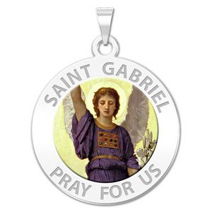 Saint Gabriel Round Religious Medal   Color EXCLUSIVE 