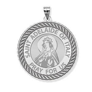 Saint Adelaide of Italy Round Rope Border Religious Medal