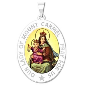 Our Lady of Mount Carmel Religious Medal  OVAL  Color EXCLUSIVE 