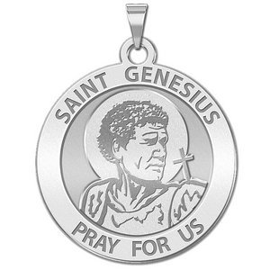 Saint Genesius Round Religious Medal  Traditional   EXCLUSIVE 