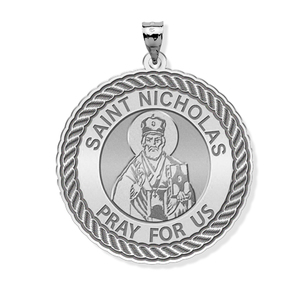 Saint Nicholas Round Rope Border Religious Medal