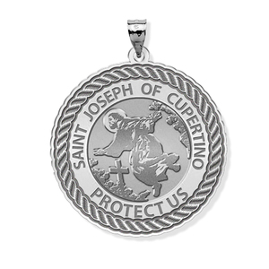 Saint Joseph of Cupertino Round Rope Border Religious Medal