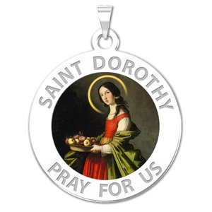 Saint Dorothy Round Religious Medal  Color EXCLUSIVE 