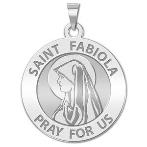 Saint Fabiola Round Religious Medal   EXCLUSIVE 