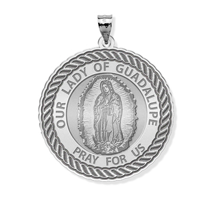 Our Lady of Guadalupe Round Rope Border Religious Medal