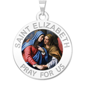 Saint Elizabeth  Mary s Cousin  Round Religious Medal Color