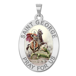 Saint George Oval Color Religious Medal   EXCLUSIVE 