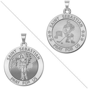 Hockey   Saint Sebastian Doubledside Sports Religious Medal  EXCLUSIVE 