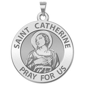 Saint Catherine of Alexandria Round Religious Medal    EXCLUSIVE 