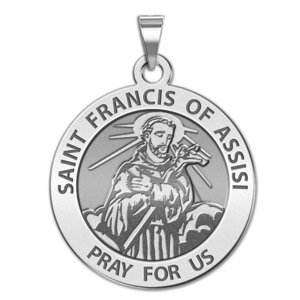 Saint Francis of Assisi Traditional Round Religious Medal  EXCLUSIVE 