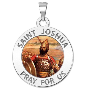Saint Joshua Round Religious Medal Color