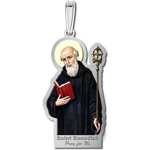 Saint Benedict Outlined Religious Medal  Color EXCLUSIVE 