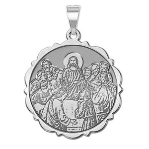 The Last Supper Scalloped Round Religious Medal  EXCLUSIVE 