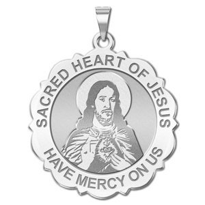 Sacred Heart of Jesus Scalloped Religious Medal  EXCLUSIVE 