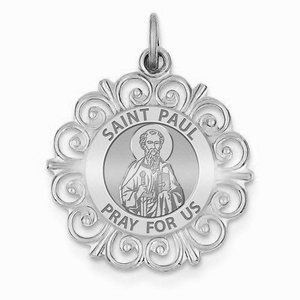 Saint Paul Round Filigree Religious Medal   EXCLUSIVE 