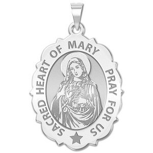 Sacred Heart of Mary Scalloped Religious Medal  EXCLUSIVE 