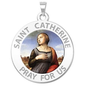 Saint Catherine of Alexandria Round  Religious Medal    Color EXCLUSIVE 