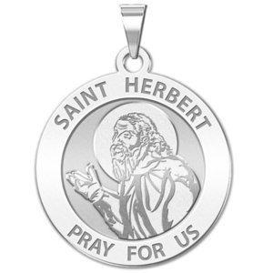 Saint Herbert Round Religious Medal   EXCLUSIVE 