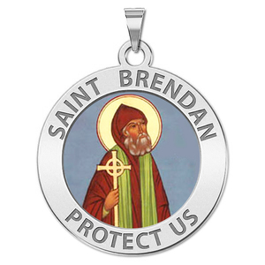 Saint Brendan Round Religious Color Medal    EXCLUSIVE 