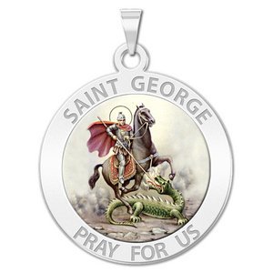 Saint George Round Religious Medal  Color EXCLUSIVE 