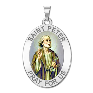 Saint Peter Oval Color Religious Medal  EXCLUSIVE 