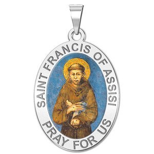 Saint Francis of Assisi Oval Religious Medal   Color EXCLUSIVE 